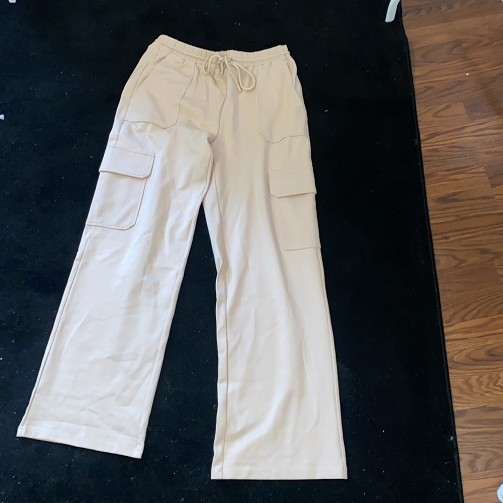 High Waist Straight Leg Cargo Pants Tan - XL - Picture 3 of 8